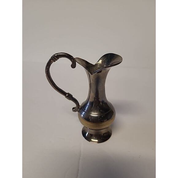 Brass Ewer Vintage Brass Ware Mini Jug Pitcher Bud Vase India - Picture 3 of 6